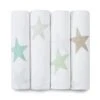 Aden + Anais ADEN & ANAIS SUPER STAR SCOUT-BEACH NEUTRAL SWADDLES 4PK