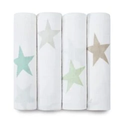 Aden + Anais ADEN & ANAIS SUPER STAR SCOUT-BEACH NEUTRAL SWADDLES 4PK