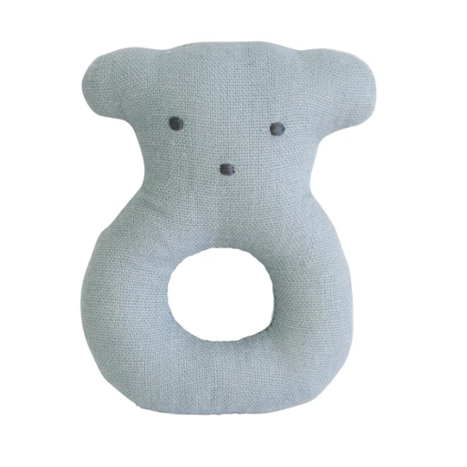 LINEN BEAR RING RATTLE GREY 5 LINEN BEAR RING RATTLE GREY - Image 3