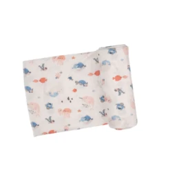 OCEAN CUDDLES 2 WAY RUFFLE BACK ZIPPER FOOTIE -Baby Haven Shop angel dear ocean cuddles swaddle blanket