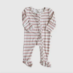 FOOTIE ROMPER IN RAINBOW STRIPE