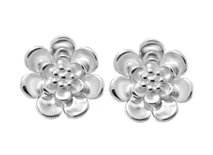 STERLING SILVER FLOWER STUD EARRINGS 4 STERLING SILVER FLOWER STUD EARRINGS - Image 2