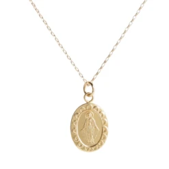 14K GOLD PLATED FIRST COMMUNION MIRACULOUS MEDAL NECKLACE