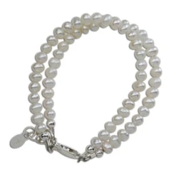 ELIZABETH SILVER BRACELET WITH DOUBLE STRAND OF PEARLS, SILVER, MD