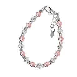 PAYTON SILVER BRACELET WITH PINK SWAROVSKI PEARLS/CRYSTALS