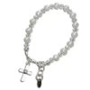 SILVER BRACELET WITH PEARLS & CRYSTALS WITH CROSS