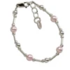 SILVER BRACELET WITH PINK PEARLS & LIQUID SILVER-MEDIUM -Baby Haven Shop cherished moments llc silver bracelet with pink pe