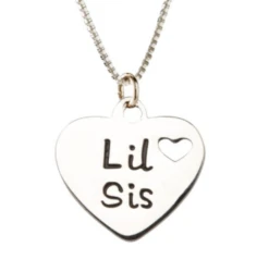 STERLING SILVER LIL SIS HEART NECKLACE