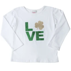 GREEN TUTU -Baby Haven Shop couture clips shamrock love long sleeve t shirt
