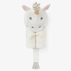 WHITE UNICORN HOODED BABY BATH WRAP