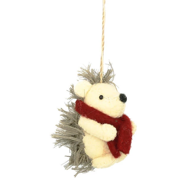 HEDGEHOG CREAM AND BROWN ORNAMENT 3 HEDGEHOG CREAM AND BROWN ORNAMENT