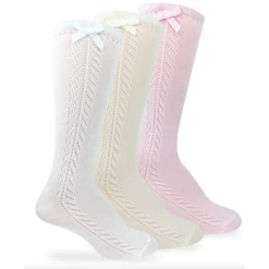 POINTELLE BOW KNEE HIGH SOCKS