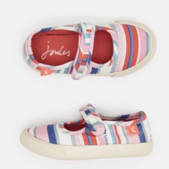 Joules FUNDAY CANVAS STRAP CANVAS SNEAKERS - PINK STRIPE SIZE 11