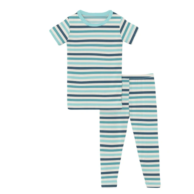 PRINT SHORT SLEEVE PAJAMA SET IN CRUISIN' STRIPE 3 PRINT SHORT SLEEVE PAJAMA SET IN CRUISIN' STRIPE