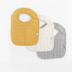 Little Unicorn COTTON MUSLIN CLASSIC BIB 3 PACK-MUSTARD SET