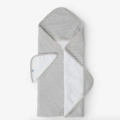 Little Unicorn GREY STRIPE HOODED TOWEL AND WASHCLOTH SET