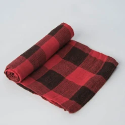 Little Unicorn RED PLAID COTTON MUSLIN SINGLE SWADDLE