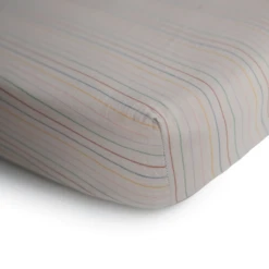 Baby Haven Shop -Baby Haven Shop mushie extra soft muslin crib sheet retro stripes 1