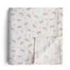 Mushie ORGANIC COTTON MUSLIN SWADDLE BLANKET - PINK FLOWERS -Baby Haven Shop mushie organic cotton muslin swaddle blanket pink