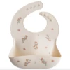 Mushie SILICONE BABY BIB- PINK FLOWERS