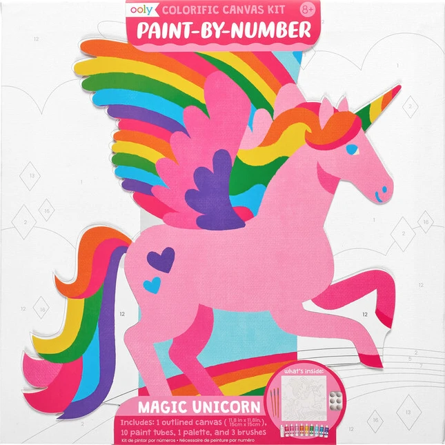 Ooly COLORIFIC CANVAS PAINT BY NUMBER KIT - MAGIC UNICORN 3 Ooly COLORIFIC CANVAS PAINT BY NUMBER KIT - MAGIC UNICORN