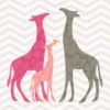 MODERN GIRAFFES-PINK 18X18