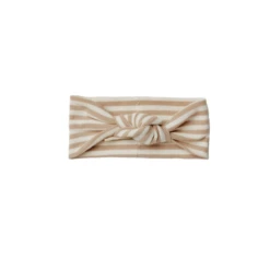 RIBBED KNOTTED HEADBAND | LATTE STRIPE