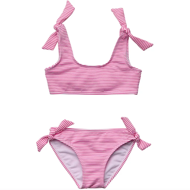 RASPBERRY STRIPE TIE CROP BIKINI 3 RASPBERRY STRIPE TIE CROP BIKINI