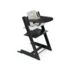 Stokke TRIPP TRAPP HIGH CHAIR COMPLETE BLACK WITH NORDIC GREY CUSHION AND TRAY -Baby Haven Shop stokke tripp trapp high chair complete black with
