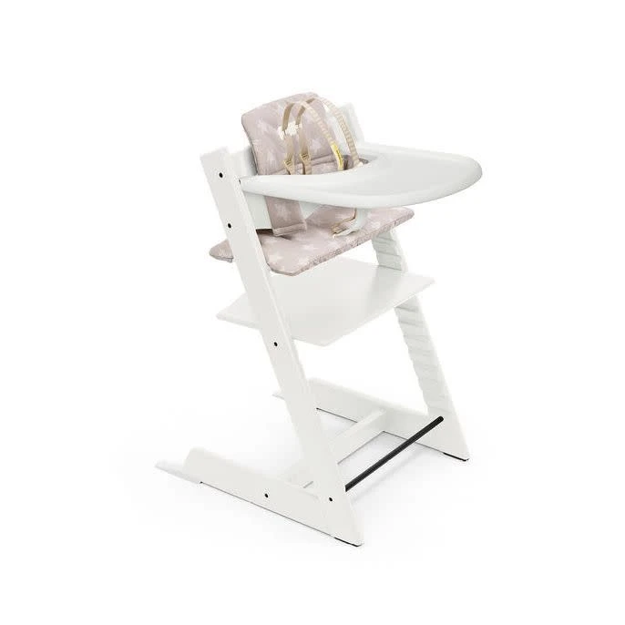Stokke TRIPP TRAPP HIGH CHAIR COMPLETE WHITE WITH SILVER STARS CUSHION AND TRAY 3 Stokke TRIPP TRAPP HIGH CHAIR COMPLETE WHITE WITH SILVER STARS CUSHION AND TRAY