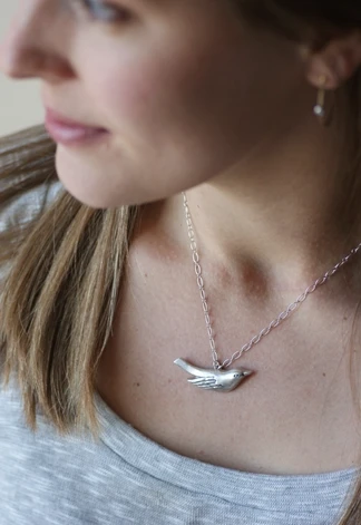 MAMA BIRD NECKLACE 17” STERLING SILVER NECKLACE 4 MAMA BIRD NECKLACE 17” STERLING SILVER NECKLACE - Image 2