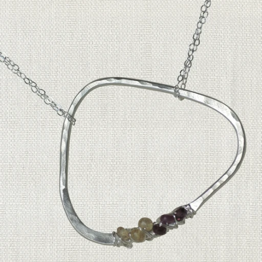 WHITE DIAMOND ABSTRACT LIFE CIRCLES WITH DESCRIPTION 17” STERLING SILVER NECKLACE 3 WHITE DIAMOND ABSTRACT LIFE CIRCLES WITH DESCRIPTION 17” STERLING SILVER NECKLACE