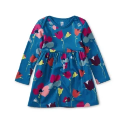 LONG SLEEVE SKIRTED BABY DRESS IN GERMAN TULIPS