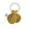 Tikiri ORGANIC NATURAL RUBBER TEETHING RING WITH YELLOW MUSTARD MUSLIN TIE -Baby Haven Shop tikiri organic natural rubber teething ring with y